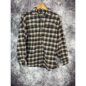 Jachs Brown Red Cream Gray‎ Button Down Casual Flannel Shirt Mens Medium